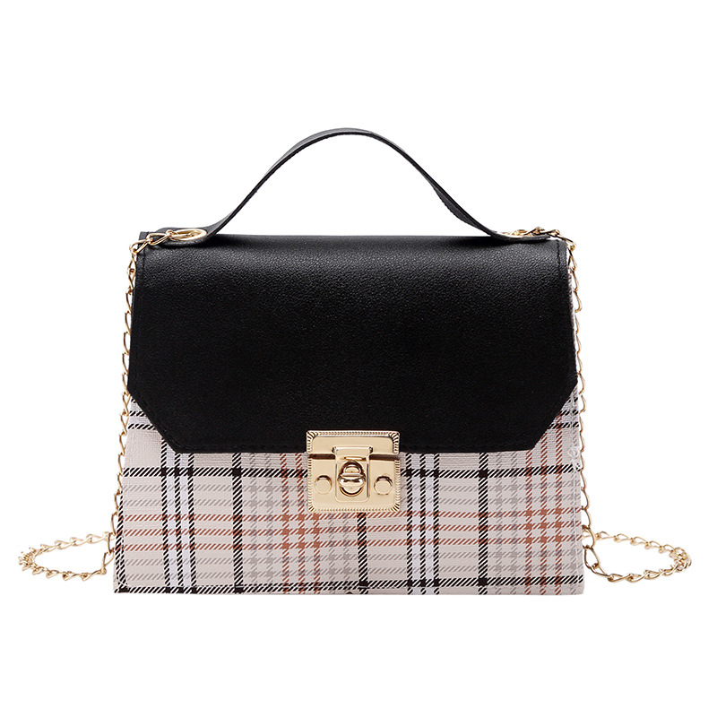 Korean Style Geometric Chain Shoulder Crossbody Phone Bag with Lock and Flap - Image 3