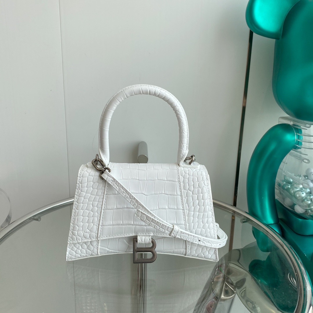 Crocodile Pattern Hourglass Handbag Crossbody Genuine Leather Shoulder Bag - Image 3