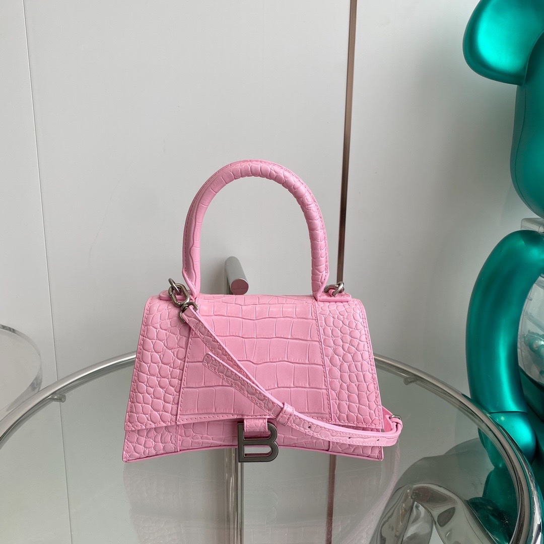 Crocodile Pattern Hourglass Handbag Crossbody Genuine Leather Shoulder Bag