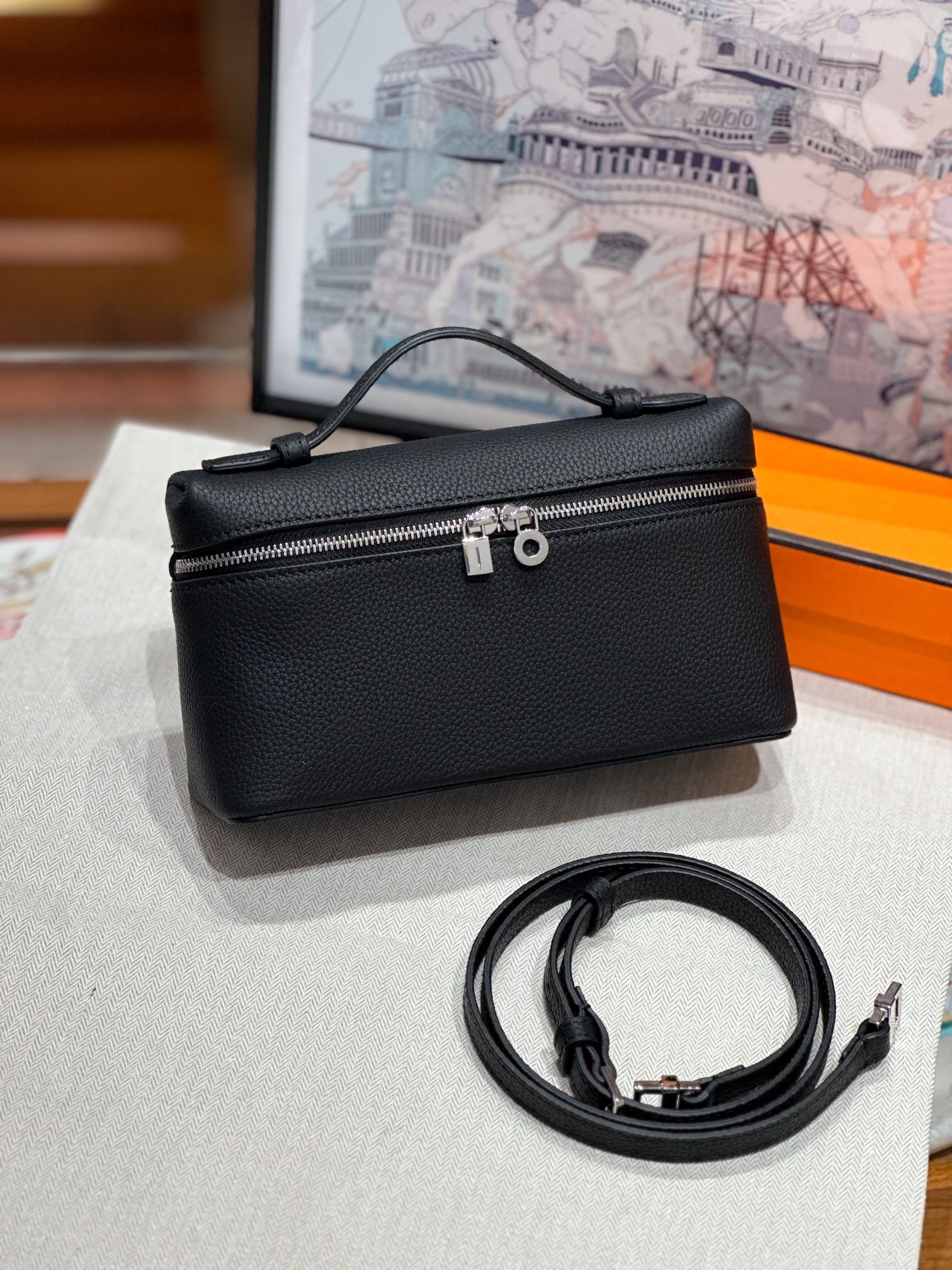 Loro Genuine Leather Lunch Box Bag 2023 New Kelly Cowhide Handbag - Image 3