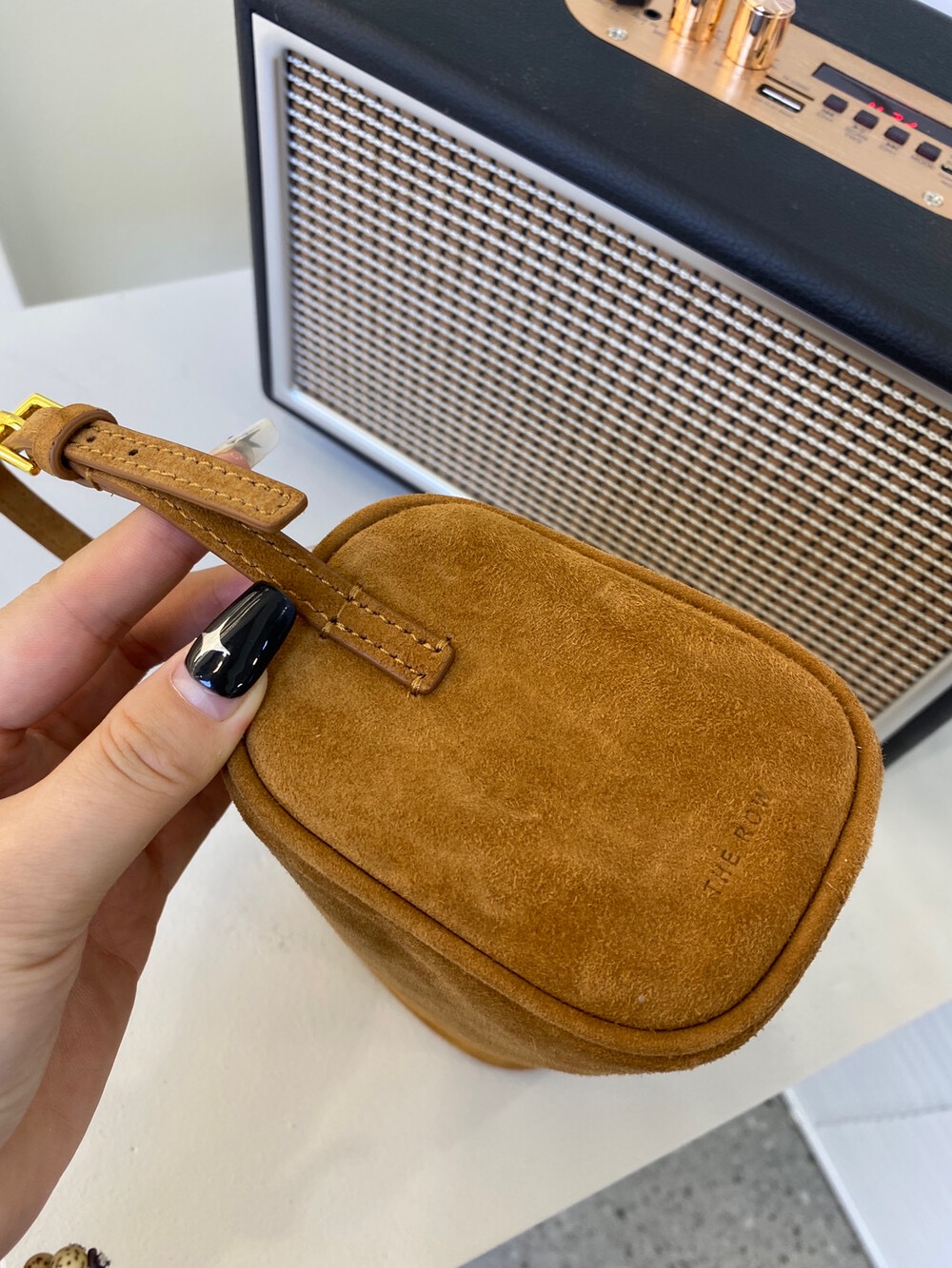 The Row Mini Square Leather Cylinder Handbag Underarm Bag for Women