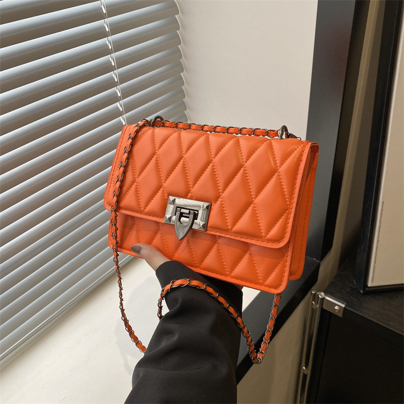 Trendy Retro Chain Crossbody Bag Solid Color Stylish Women's 2024 New Shoulder Bag