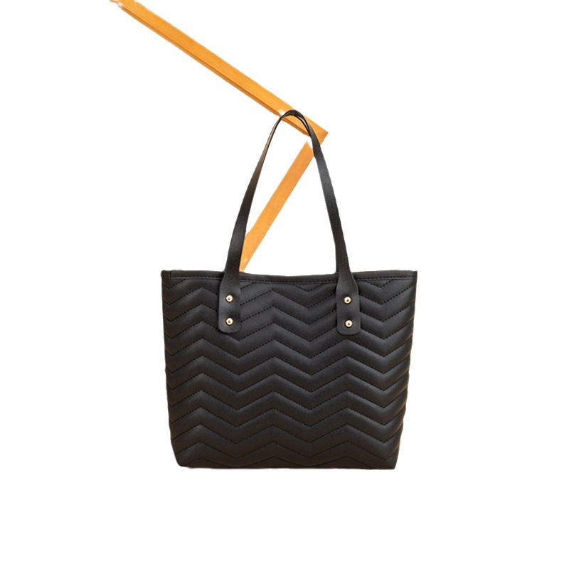 Women’s 2024 Fashion Small Tote Handbag with Embossed Stitching and Lining