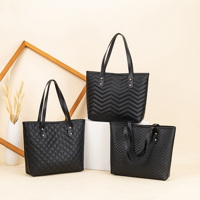 Women’s 2024 Fashion Small Tote Handbag with Embossed Stitching and Lining