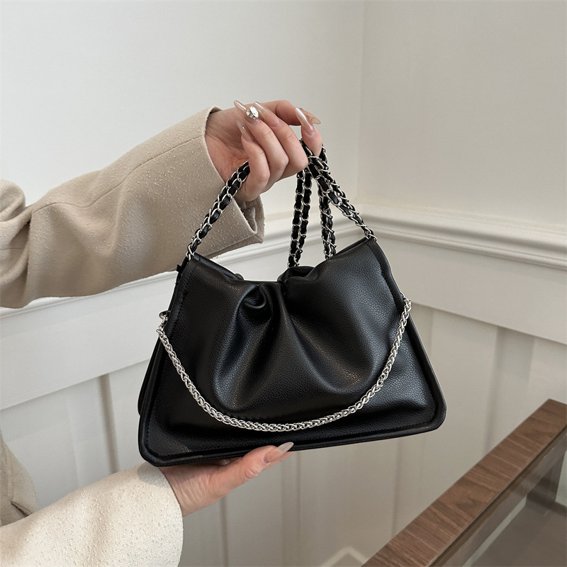 Soft Leather Large Capacity Korean Style Casual Bag with Chain Small Bag Women 2024 Early Spring New Style - Image 4
