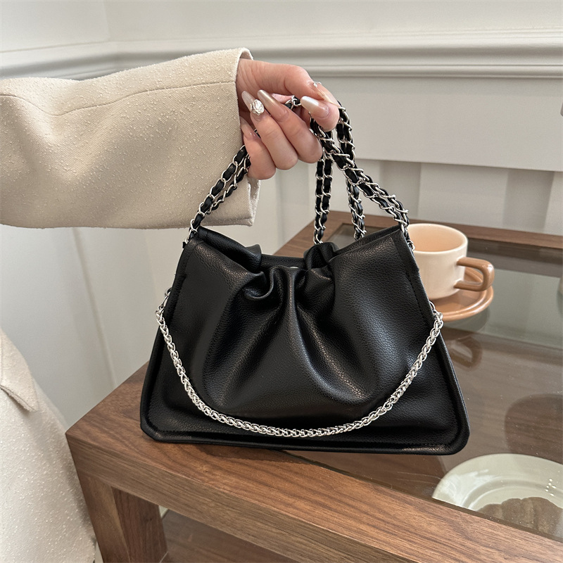 Soft Leather Large Capacity Korean Style Casual Bag with Chain Small Bag Women 2024 Early Spring New Style