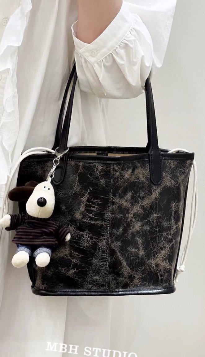 MBH Premium Wasteland Vintage Small Tote Large Capacity Handbag with Charm