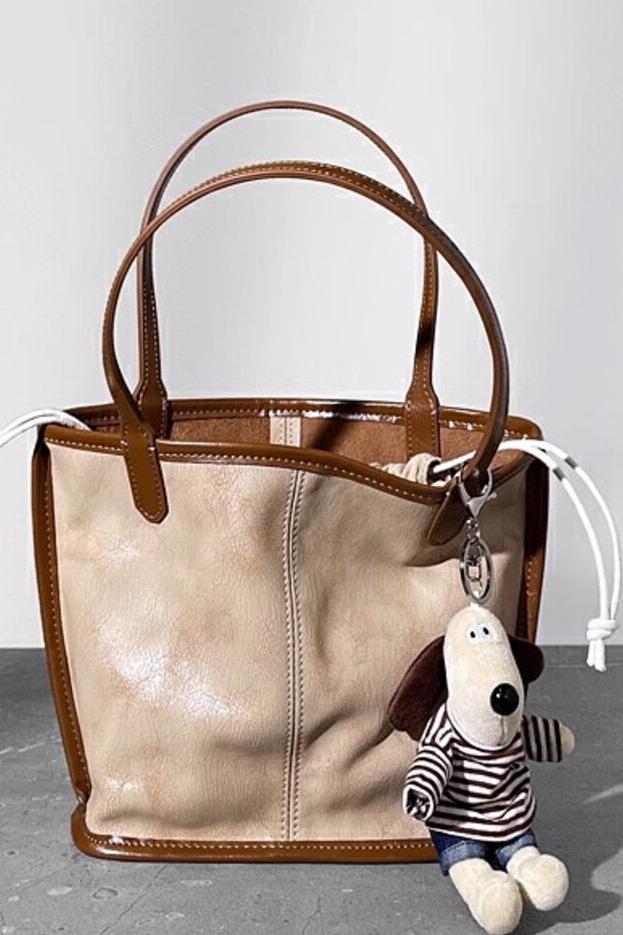MBH Premium Wasteland Vintage Small Tote Large Capacity Handbag with Charm - Image 5