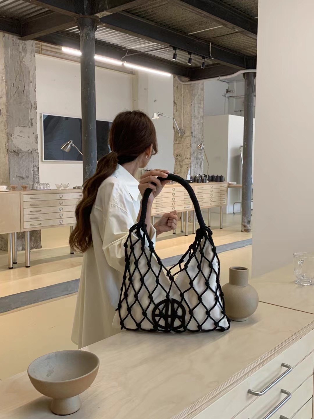 2024 Summer Woven Hollow One-Shoulder Underarm Tote Bag