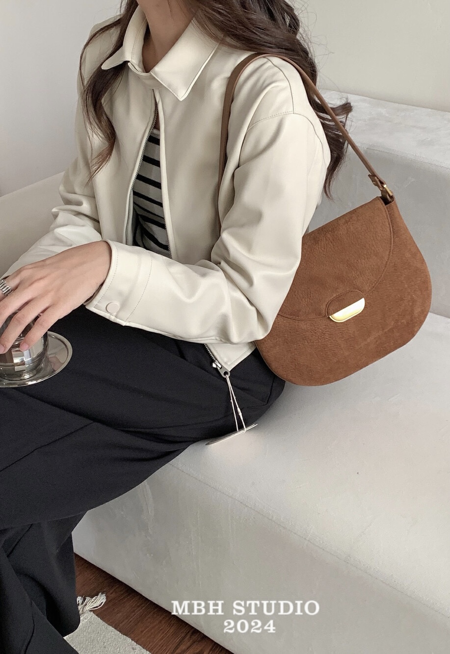 MBH Vintage Suede Saddle Bag Crossbody Shoulder Bag with Strap